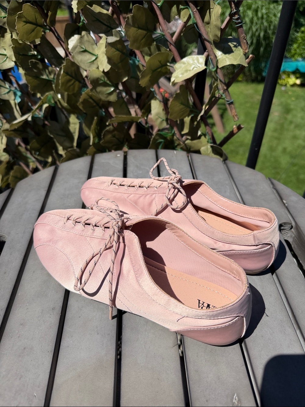 Zara Blush Pink Lace-Up Flat Loafers